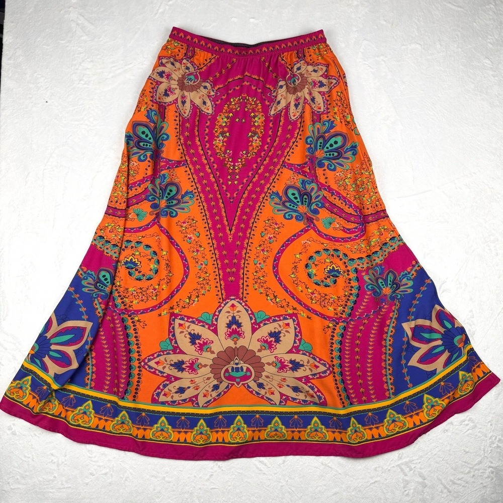 Whimsical Boho Paisley Maxi Skirt Hippie Festival Soft Surroundings Size Small - Picture 5 of 10